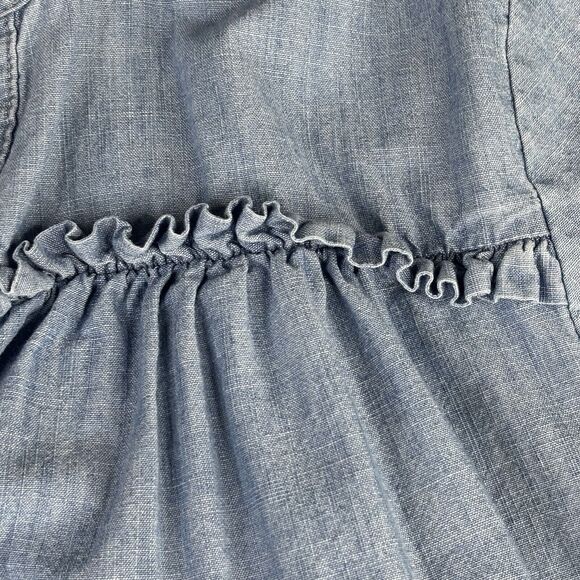 Old Navy Shirt Womens XL Blue Chambray‎ Smocked Long Sleeve Blouse Button Up - Picture 4 of 14